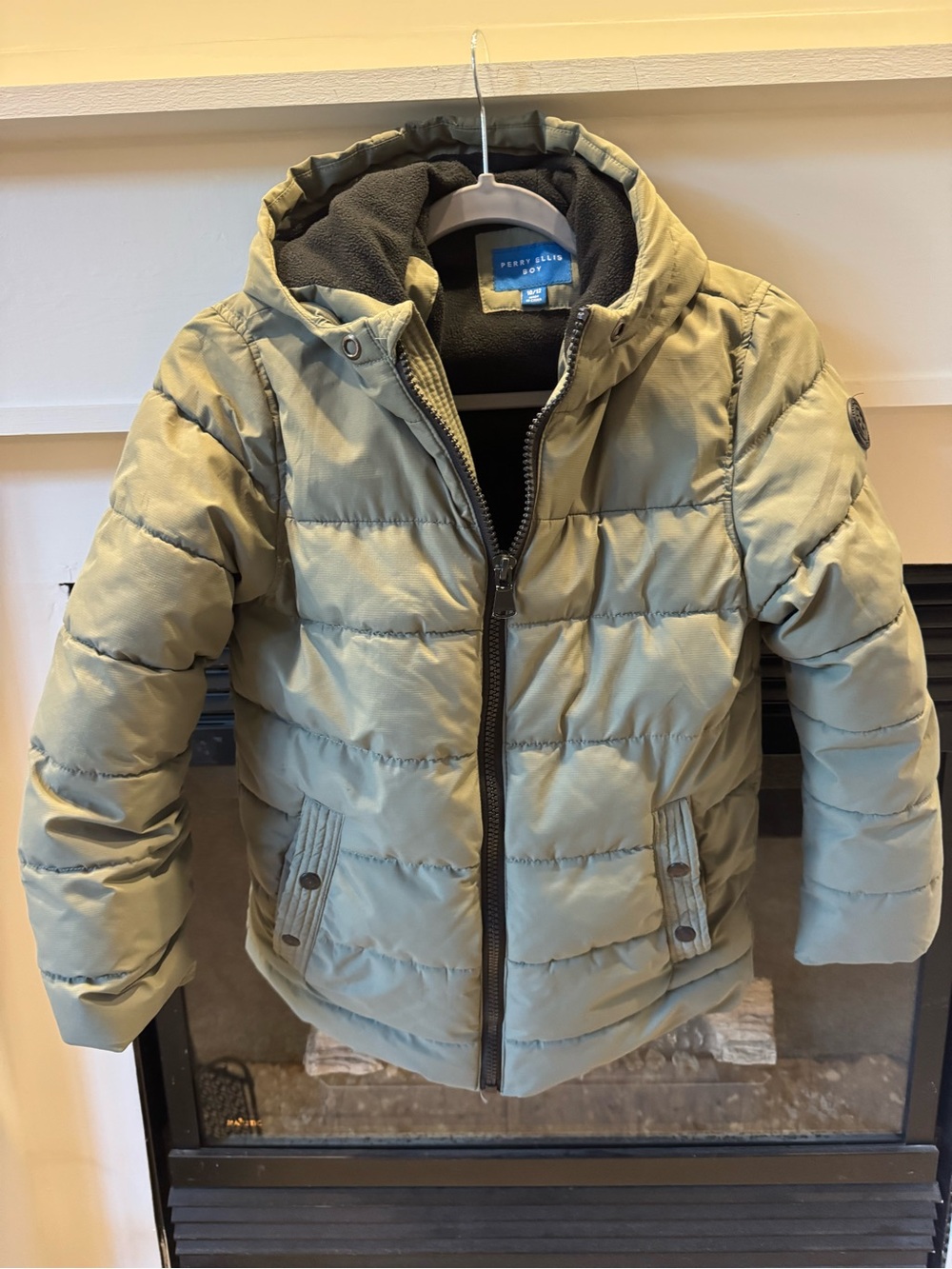 Perry Ellis Kids Hooded Olive Puffer Coat
